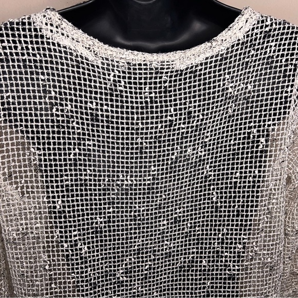 Small Nina Leonard Ivory Open Knit Top Beach Boho Bohemian Vneck Lightweight - Picture 6 of 15